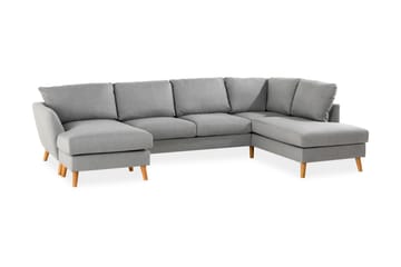Trend 4-personers Højrevendt U-formet Sofa med Divan og Chaiselong i Stof - Grå - Møbler - Sofaer - U Sofa