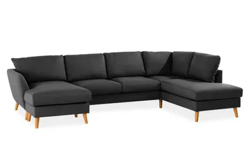 Trend 4-personers Højrevendt U-formet Sofa med Divan og Chaiselong i Stof - Sort - Møbler - Sofaer - U Sofa