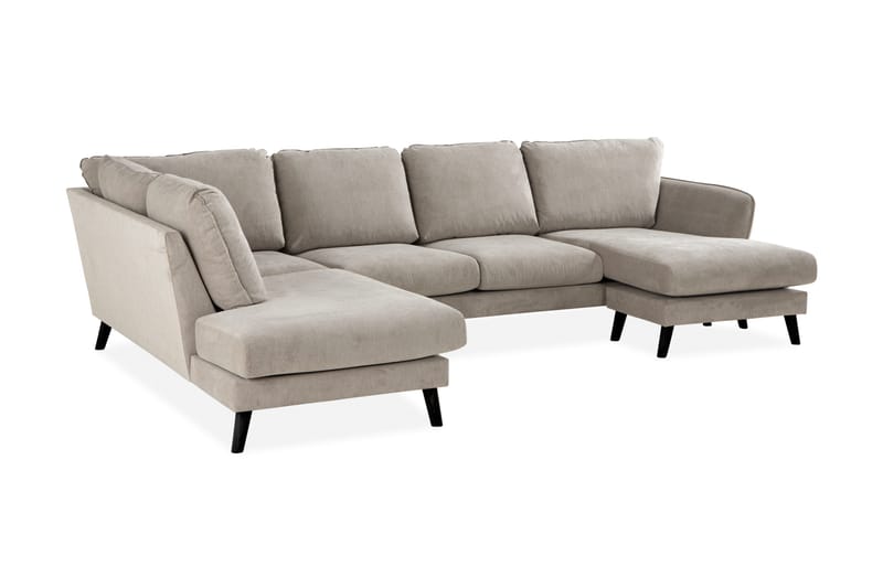 Trend Lyx 4-personers Venstrevendt U-formet Sofa med Divan og Chaiselong i Stof - Beige - Møbler - Sofaer - U Sofa