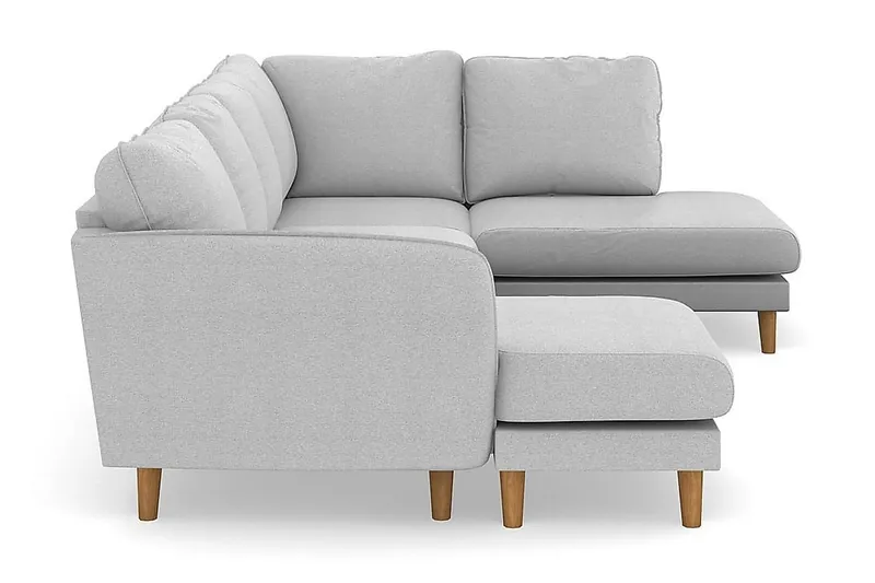 Trend Lyx 4-personers Højrevendt U-formet Sofa med Divan og Chaiselong i Stof - Lysegrå - Møbler - Sofaer - U Sofa