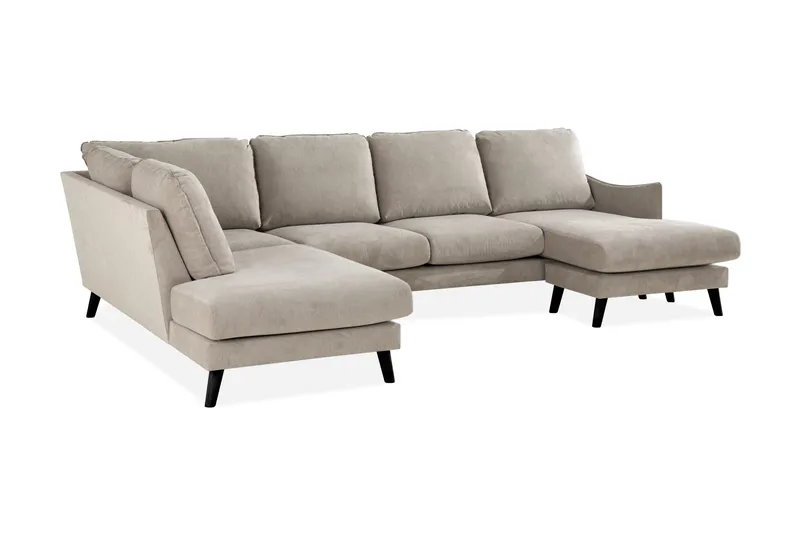 Trend Lyx 4-personers Venstrevendt U-formet Sofa med Divan og Chaiselong i Stof - Beige - Møbler - Sofaer - U Sofa