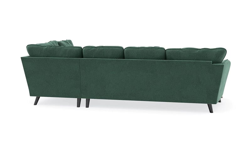 Trend Lyx 4-personers Venstrevendt U-formet Sofa med Divan og Chaiselong i Fløjl - Mørkegrøn - Møbler - Sofaer - U Sofa
