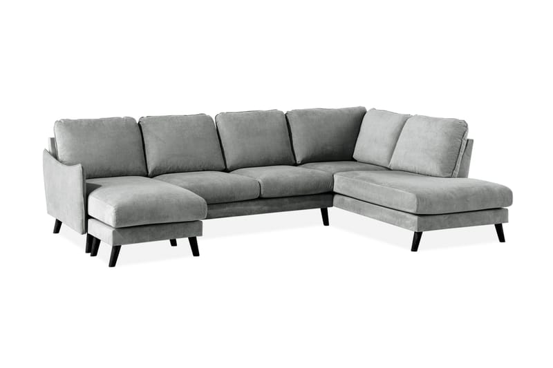 Trend Lyx 4-personers Højrevendt U-formet Sofa med Divan og Chaiselong i Stof - Grå - Møbler - Sofaer - U Sofa