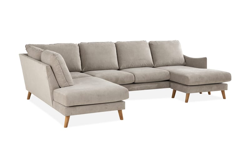 Trend Lyx 4-personers Venstrevendt U-formet Sofa med Divan og Chaiselong i Stof - Beige - Møbler - Sofaer - U Sofa