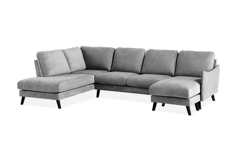 Trend Lyx 4-personers Venstrevendt U-formet Sofa med Divan og Chaiselong i Stof - Grå - Møbler - Sofaer - U Sofa