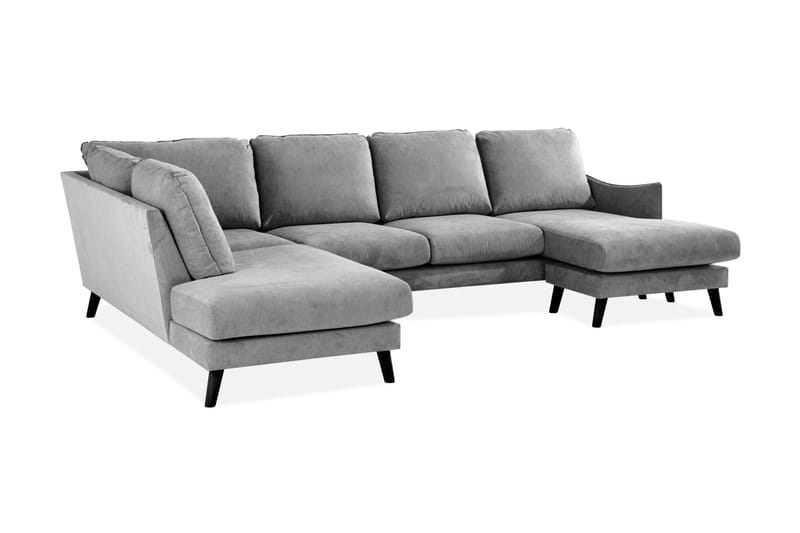 Trend Lyx 4-personers Venstrevendt U-formet Sofa med Divan og Chaiselong i Stof - Grå - Møbler - Sofaer - U Sofa