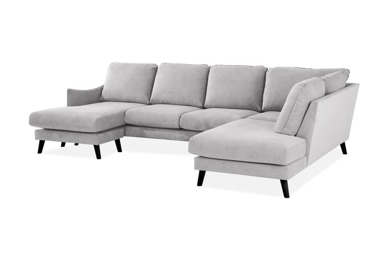 Trend Lyx 4-personers Højrevendt U-formet Sofa med Divan og Chaiselong i Stof - Lysegrå - Møbler - Sofaer - U Sofa