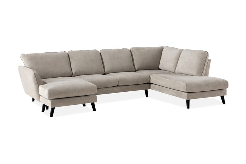 Trend Lyx 4-personers Højrevendt U-formet Sofa med Divan og Chaiselong i Stof - Beige - Møbler - Sofaer - U Sofa