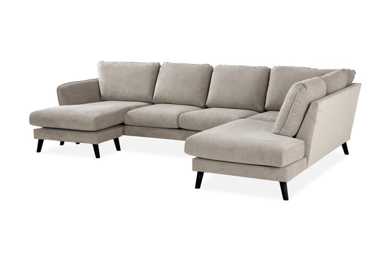 Trend Lyx 4-personers Højrevendt U-formet Sofa med Divan og Chaiselong i Stof - Beige - Møbler - Sofaer - U Sofa