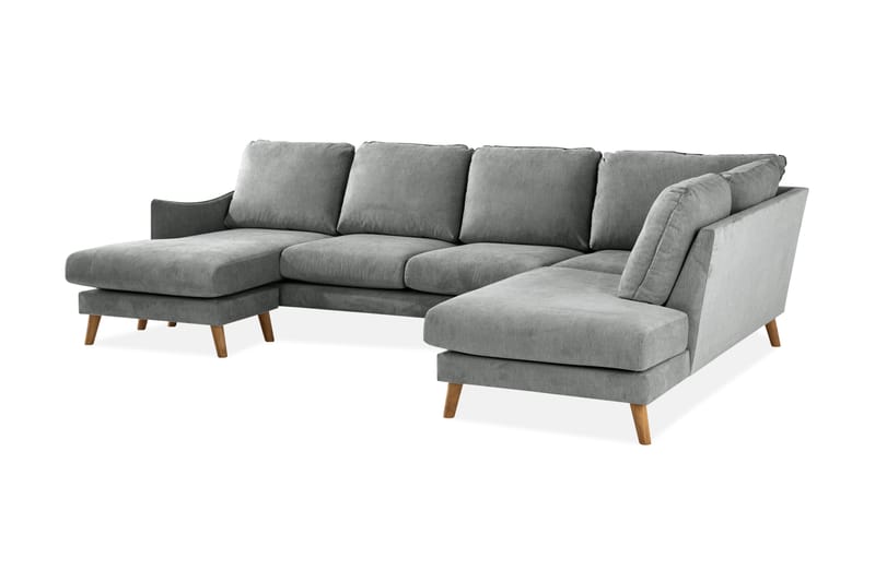 Trend Lyx 4-personers Højrevendt U-formet Sofa med Divan og Chaiselong i Stof - Grå - Møbler - Sofaer - U Sofa