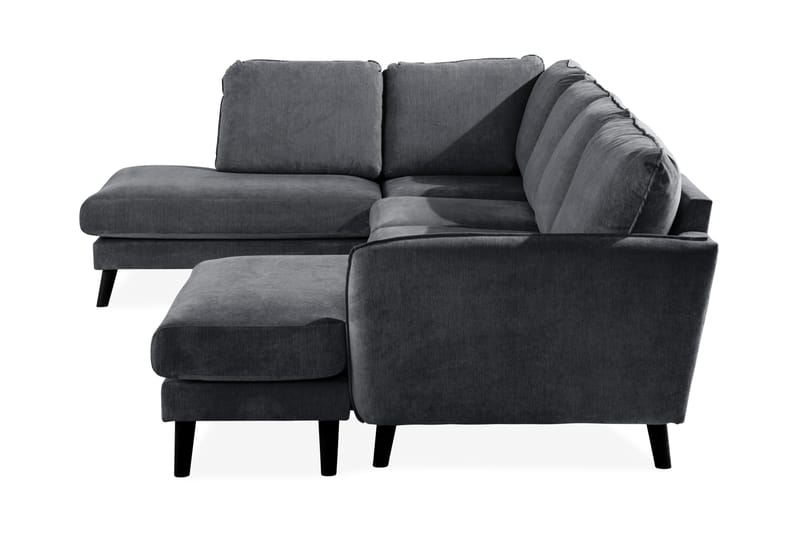 Trend Lyx 4-personers Venstrevendt U-formet Sofa med Divan og Chaiselong i Stof - Mørkegrå - Møbler - Sofaer - U Sofa