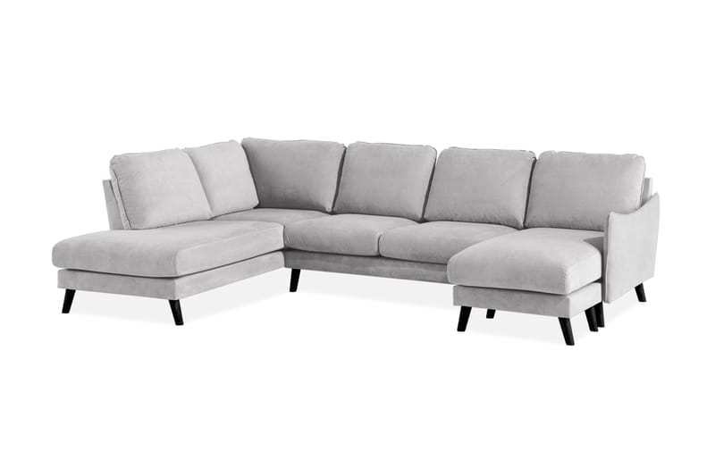 Trend Lyx 4-personers Venstrevendt U-formet Sofa med Divan og Chaiselong i Stof - Lysegrå - Møbler - Sofaer - U Sofa