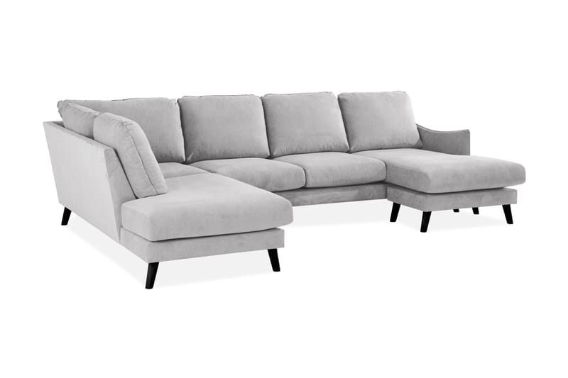 Trend Lyx 4-personers Venstrevendt U-formet Sofa med Divan og Chaiselong i Stof - Lysegrå - Møbler - Sofaer - U Sofa
