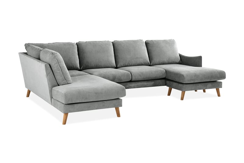 Trend Lyx 4-personers Venstrevendt U-formet Sofa med Divan og Chaiselong i Stof - Grå - Møbler - Sofaer - Lædersofaer