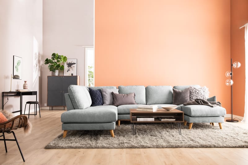 Trend Lyx 4-personers Venstrevendt U-formet Sofa med Divan og Chaiselong i Stof - Grå - Møbler - Sofaer - U Sofa