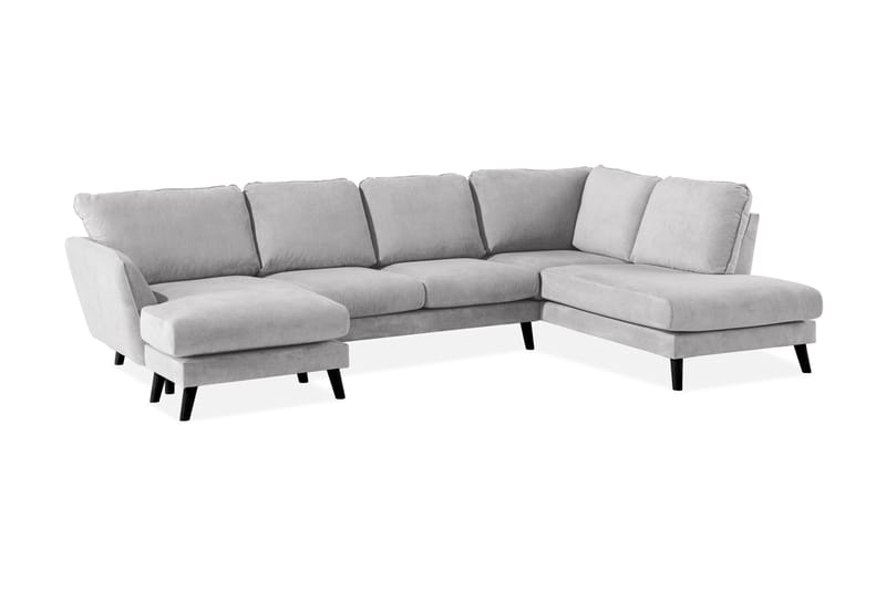 Trend Lyx 4-personers Højrevendt U-formet Sofa med Divan og Chaiselong i Stof - Lysegrå - Møbler - Sofaer - U Sofa