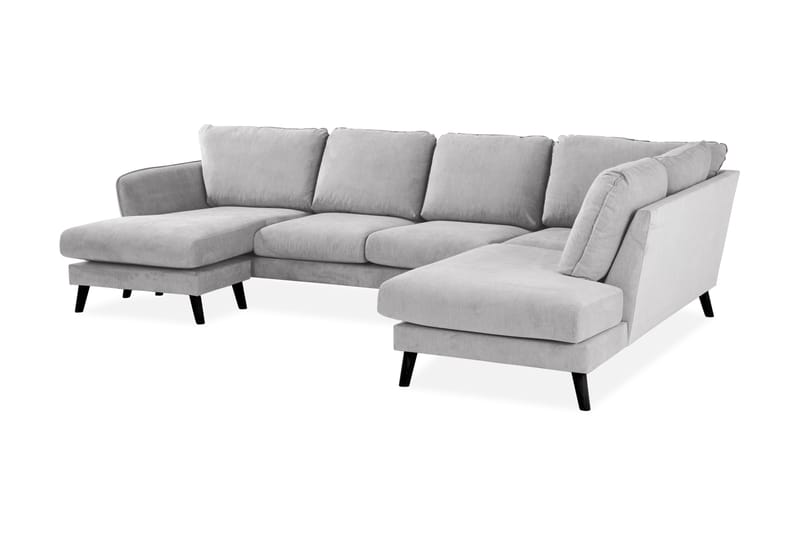Trend Lyx 4-personers Højrevendt U-formet Sofa med Divan og Chaiselong i Stof - Lysegrå - Møbler - Sofaer - U Sofa