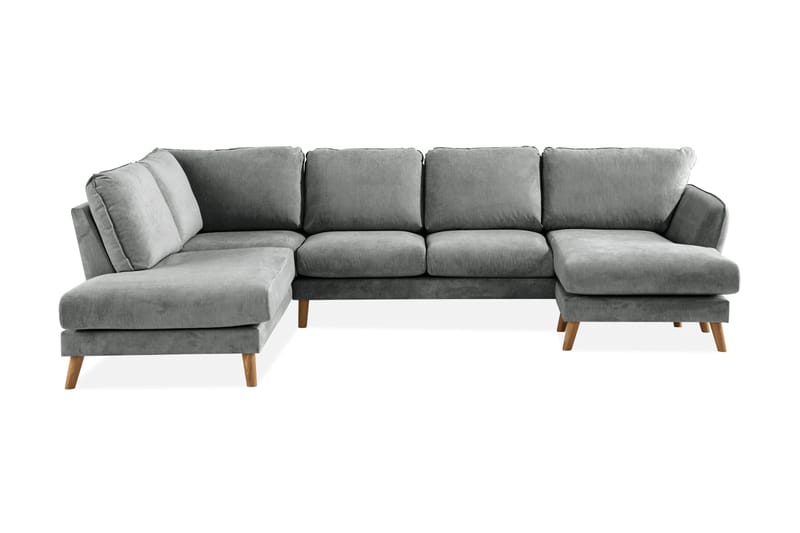 Trend Lyx 4-personers Venstrevendt U-formet Sofa med Divan og Chaiselong i Stof - Grå - Møbler - Sofaer - U Sofa