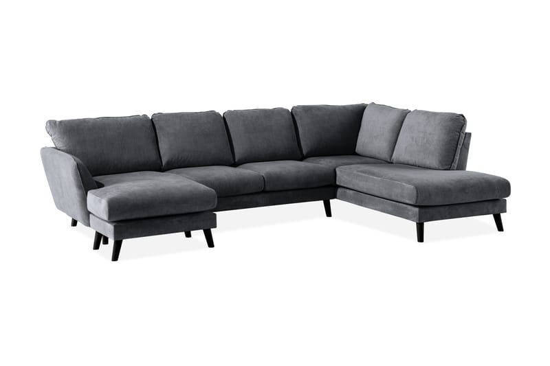 Trend Lyx 4-personers Højrevendt U-formet Sofa med Divan og Chaiselong i Stof - Mørkegrå - Møbler - Sofaer - U Sofa