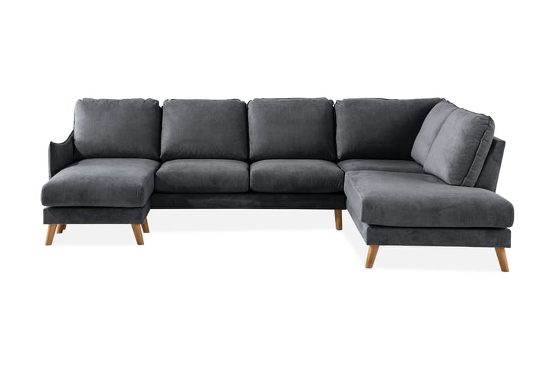 Trend Lyx 4-personers Højrevendt U-formet Sofa med Divan og Chaiselong i Stof - Mørkegrå - Møbler - Sofaer - U Sofa