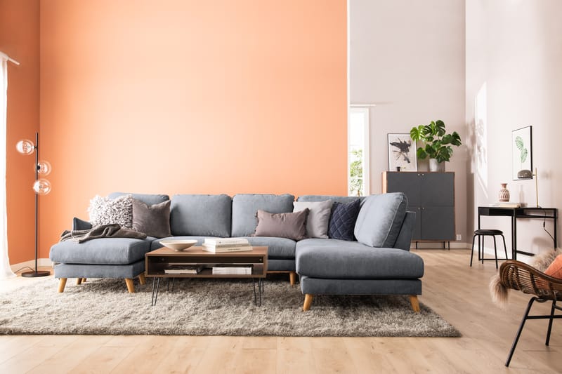 Trend Lyx 4-personers Højrevendt U-formet Sofa med Divan og Chaiselong i Stof - Mørkegrå - Møbler - Sofaer - U Sofa