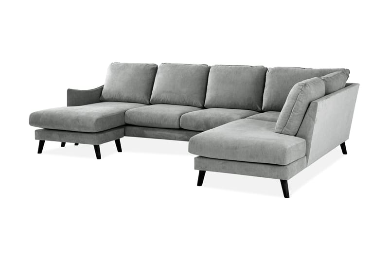 Trend Lyx 4-personers Højrevendt U-formet Sofa med Divan og Chaiselong i Stof - Grå - Møbler - Sofaer - U Sofa
