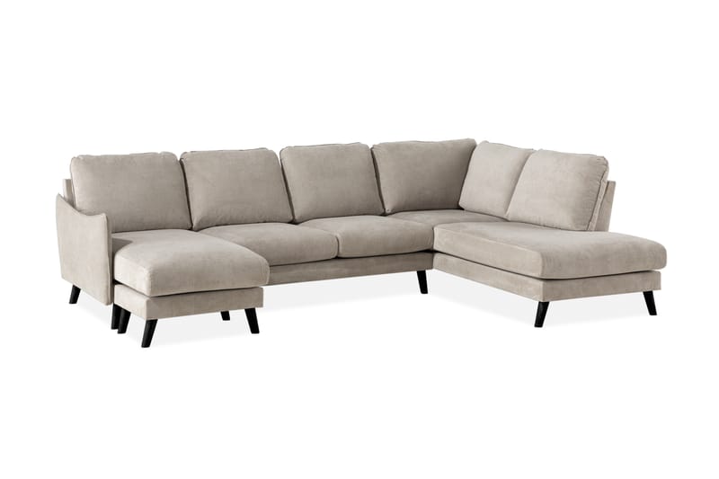 Trend Lyx 4-personers Højrevendt U-formet Sofa med Divan og Chaiselong i Stof - Beige - Møbler - Sofaer - U Sofa