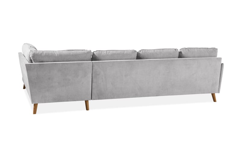 Trend Lyx 4-personers Højrevendt U-formet Sofa med Divan og Chaiselong i Stof - Lysegrå - Møbler - Sofaer - U Sofa