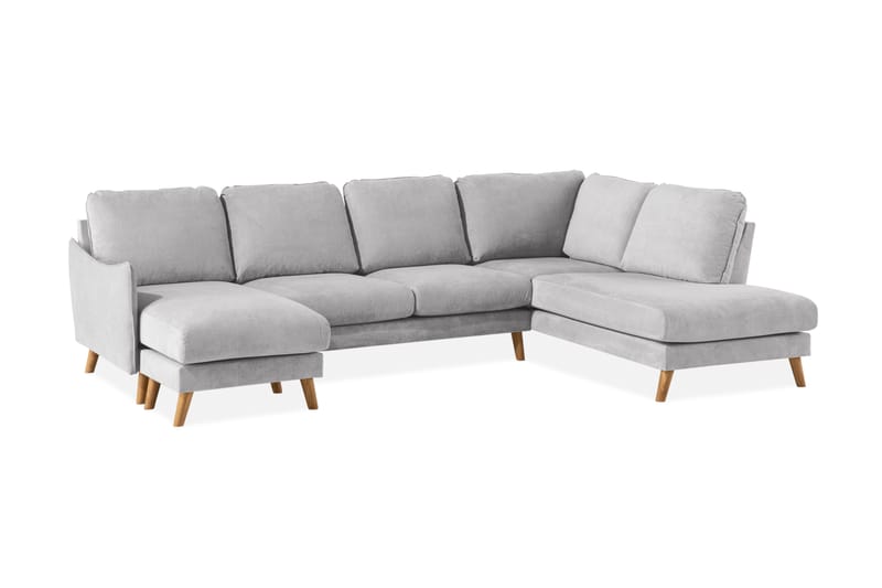 Trend Lyx 4-personers Højrevendt U-formet Sofa med Divan og Chaiselong i Stof - Lysegrå - Møbler - Sofaer - U Sofa