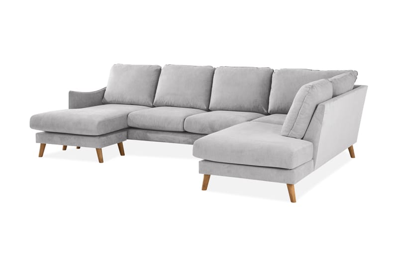 Trend Lyx 4-personers Højrevendt U-formet Sofa med Divan og Chaiselong i Stof - Lysegrå - Møbler - Sofaer - U Sofa