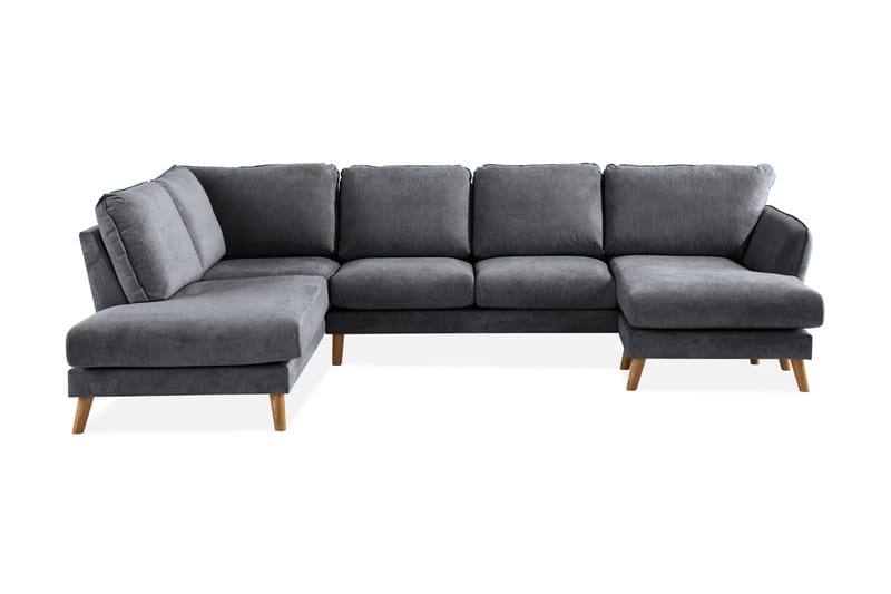 Trend Lyx 4-personers Venstrevendt U-formet Sofa med Divan og Chaiselong i Stof - Mørkegrå - Møbler - Sofaer - U Sofa