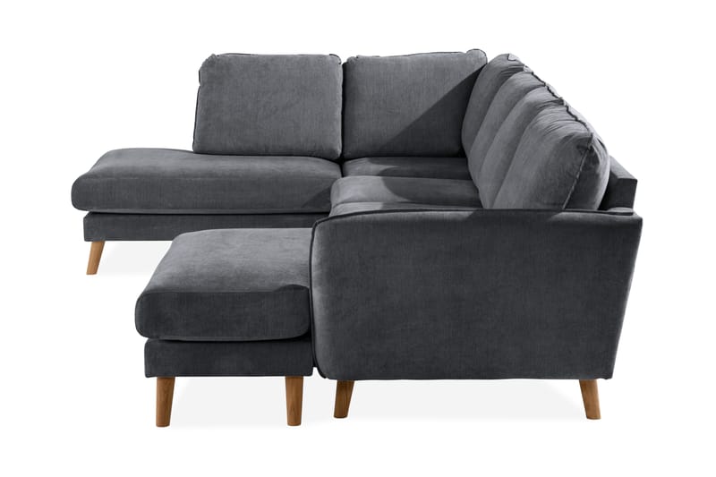 Trend Lyx 4-personers Venstrevendt U-formet Sofa med Divan og Chaiselong i Stof - Mørkegrå - Møbler - Sofaer - U Sofa