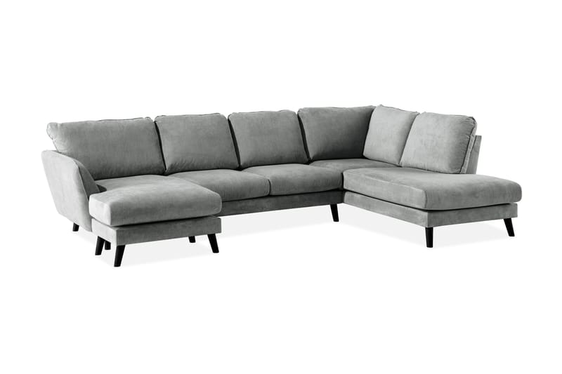 Trend Lyx 4-personers Højrevendt U-formet Sofa med Divan og Chaiselong i Stof - Grå - Møbler - Sofaer - U Sofa