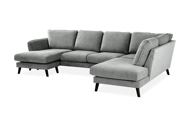 Trend Lyx 4-personers Højrevendt U-formet Sofa med Divan og Chaiselong i Stof - Grå - Møbler - Sofaer - U Sofa