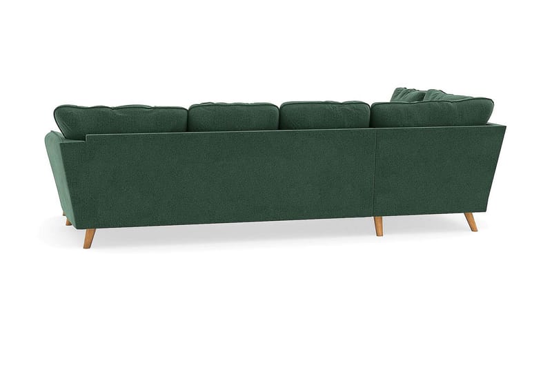 Trend Lyx 4-personers Højrevendt U-formet Sofa med Divan og Chaiselong i Fløjl - Mørkegrøn - Møbler - Sofaer - U Sofa
