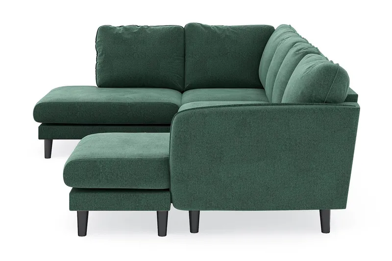 Trend Lyx 4-personers Højrevendt U-formet Sofa med Divan og Chaiselong i Fløjl - Mørkegrøn - Møbler - Sofaer - U Sofa