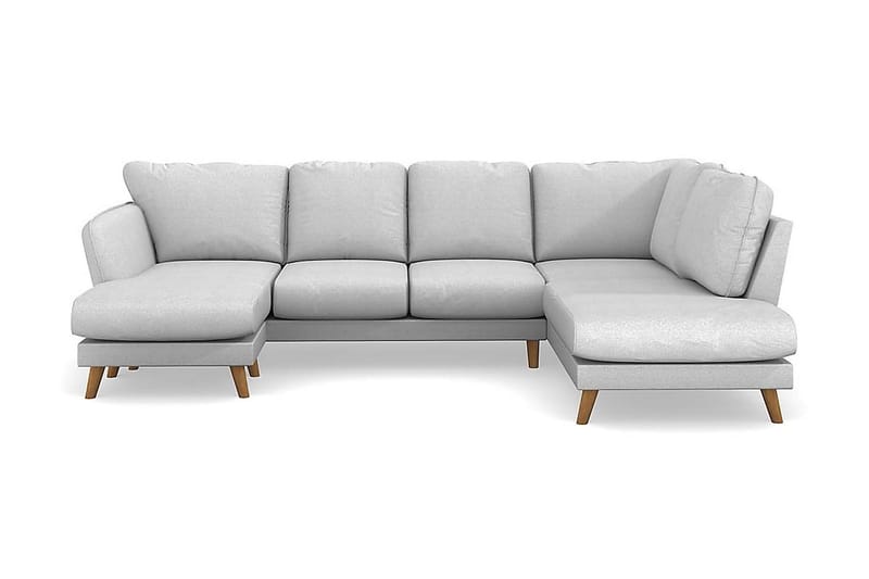 Trend Lyx 4-personers Venstrevendt U-formet Sofa med Divan og Chaiselong i Stof - Lysegrå - Møbler - Sofaer - U Sofa