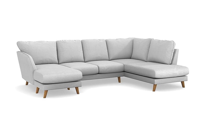 Trend Lyx 4-personers Venstrevendt U-formet Sofa med Divan og Chaiselong i Stof - Lysegrå - Møbler - Sofaer - U Sofa