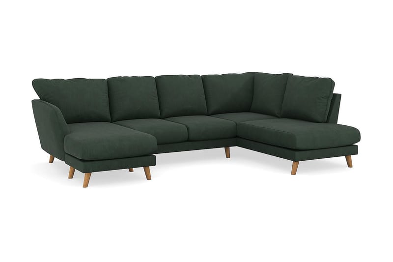 Trend Lyx 4-personers Venstrevendt U-formet Sofa med Divan og Chaiselong i Manchester - Mørkegrøn - Møbler - Sofaer - U Sofa