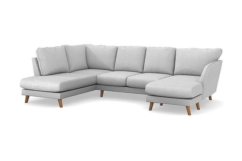 Trend Lyx 4-personers Højrevendt U-formet Sofa med Divan og Chaiselong i Stof - Lysegrå - Møbler - Sofaer - U Sofa