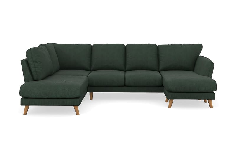 Trend Lyx 4-personers Højrevendt U-formet Sofa med Divan og Chaiselong i Manchester - Mørkegrøn - Møbler - Sofaer - U Sofa