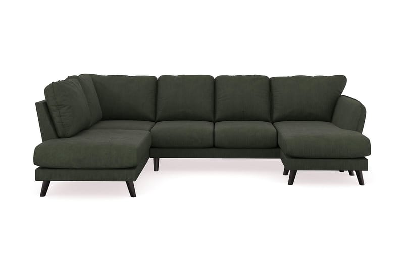 Trend Lyx 4-personers Højrevendt U-formet Sofa med Divan og Chaiselong i Manchester - Mørkegrøn - Møbler - Sofaer - U Sofa