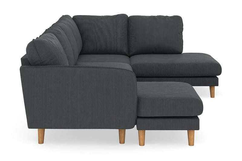 Trend Lyx 4-personers Venstrevendt U-formet Sofa med Divan og Chaiselong i Manchester - Mørkegrå - Møbler - Sofaer - U Sofa