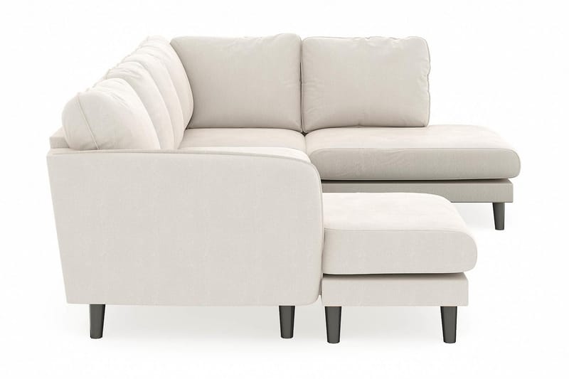 Trend Lyx 4-personers Venstrevendt U-formet Sofa med Divan og Chaiselong i Fløjl - Cremehvid - Møbler - Sofaer - U Sofa