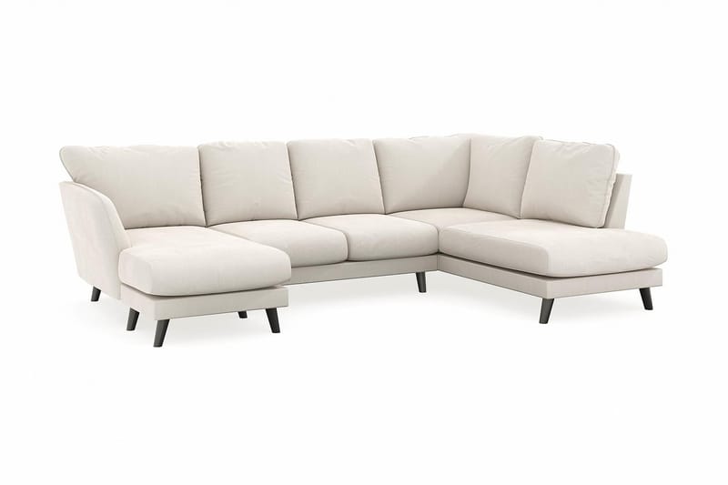 Trend Lyx 4-personers Venstrevendt U-formet Sofa med Divan og Chaiselong i Fløjl - Cremehvid - Møbler - Sofaer - U Sofa
