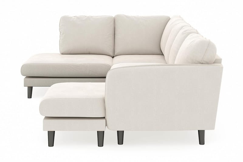 Trend Lyx 4-personers Højrevendt U-formet Sofa med Divan og Chaiselong i Fløjl - Cremehvid - Møbler - Sofaer - U Sofa