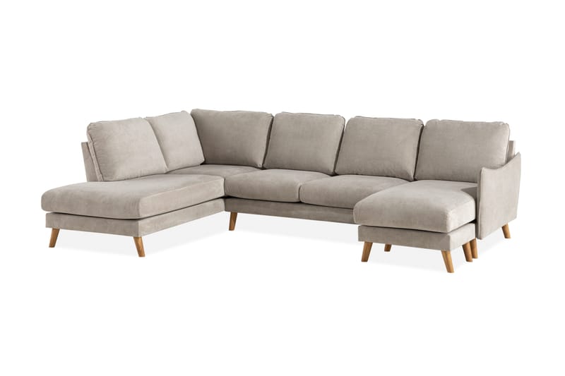 Trend Lyx 4-personers Venstrevendt U-formet Sofa med Divan og Chaiselong i Stof - Beige - Møbler - Sofaer - U Sofa