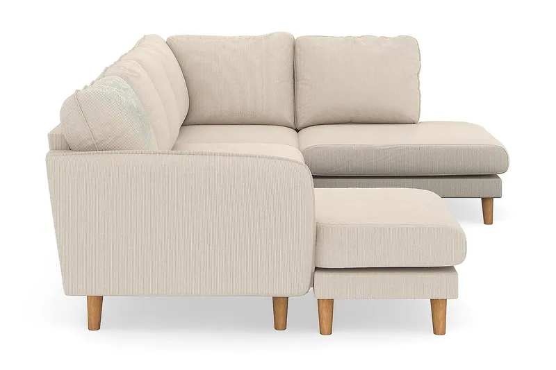 Trend Lyx 4-personers Højrevendt U-formet Sofa med Divan og Chaiselong i Manchester - Beige - Møbler - Sofaer - U Sofa
