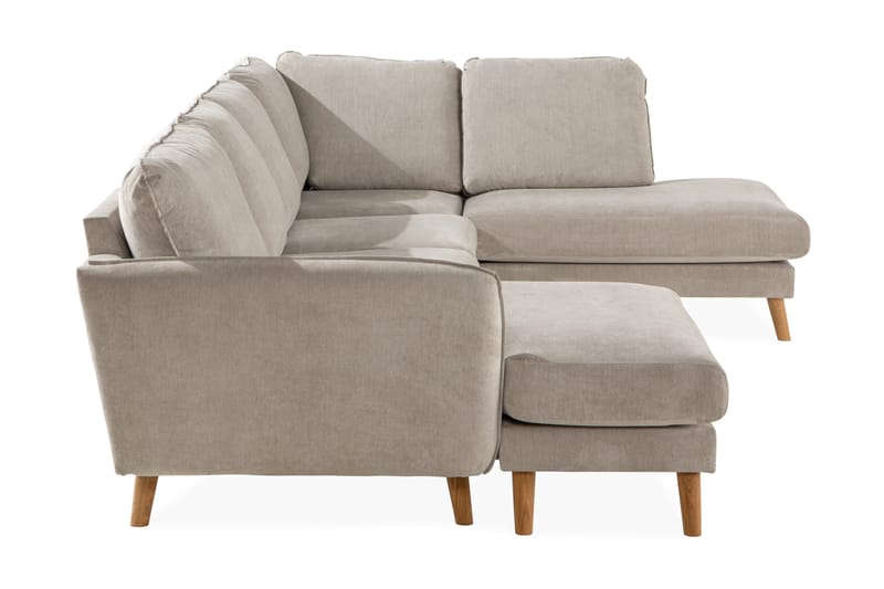 Trend Lyx 4-personers Højrevendt U-formet Sofa med Divan og Chaiselong i Stof - Beige - Møbler - Sofaer - U Sofa