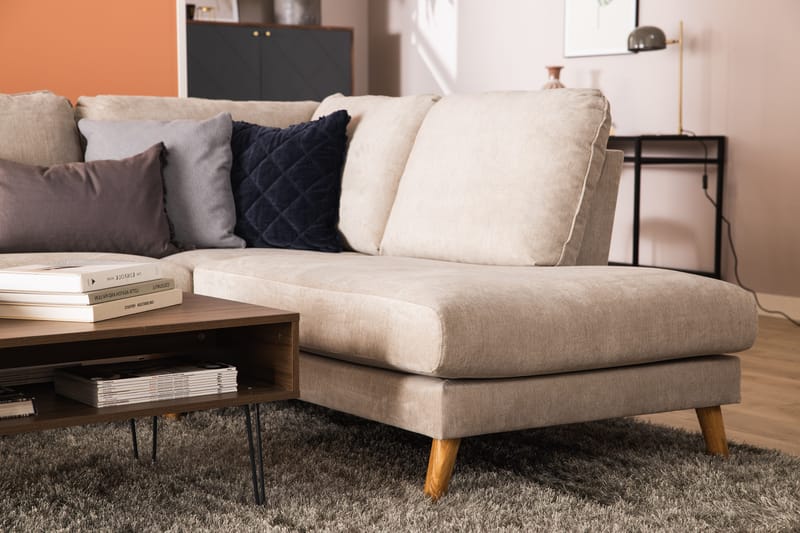 Trend Lyx 4-personers Højrevendt U-formet Sofa med Divan og Chaiselong i Stof - Beige - Møbler - Sofaer - U Sofa